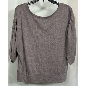 Stem L Hemp Recycled Polyester Relaxed Top Taupe Purple Sustainable Made Canada